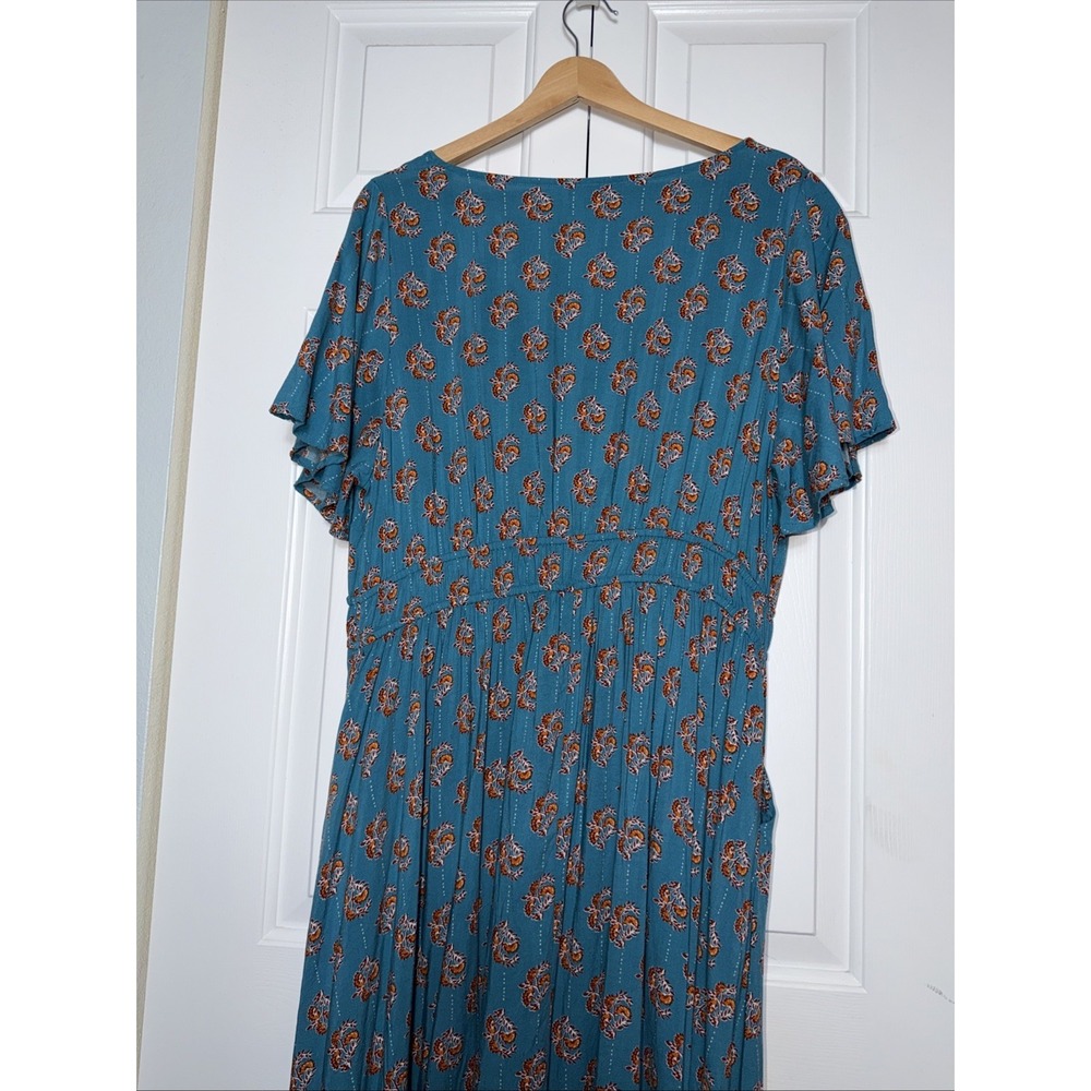 Torrid Woman's Challis Button-Front Midi Dress Size 1X 14/16 Flutter Sleeves - Picture 4 of 5